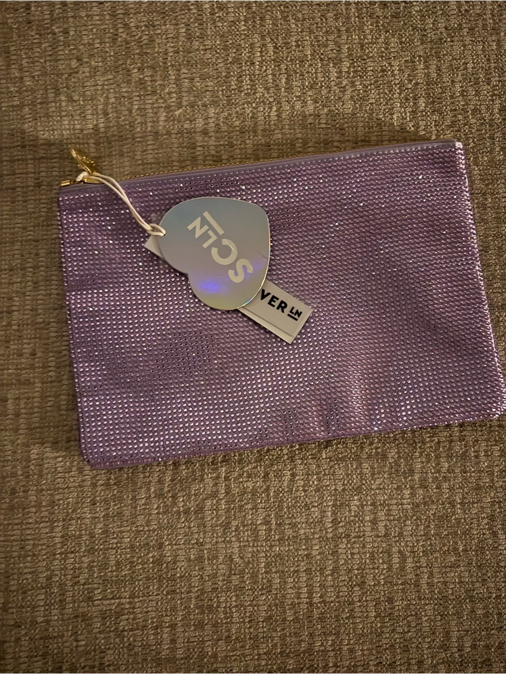 Stoney Clover Lane Flat Sparkle Pouch, Lavender, NWT